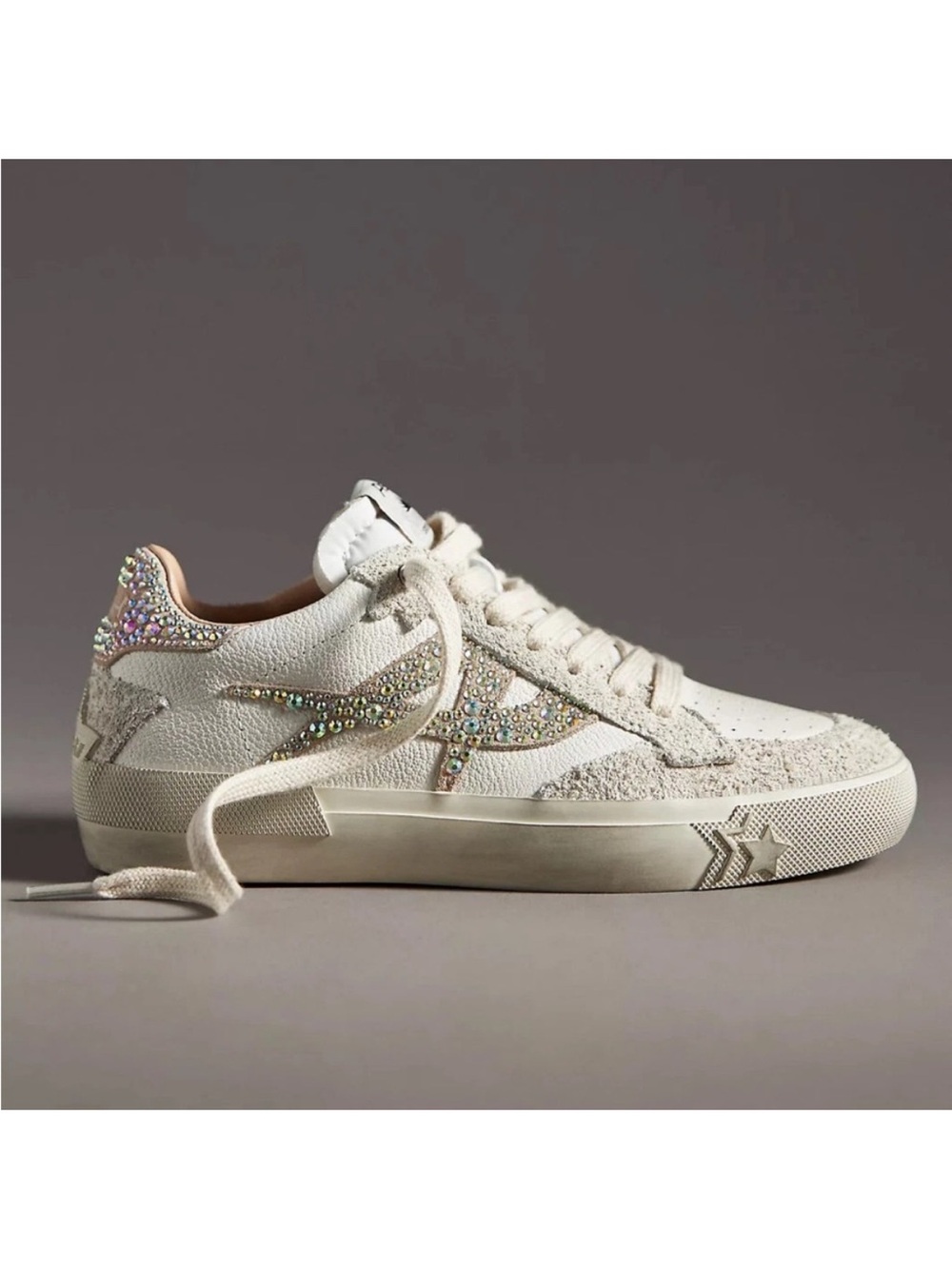 ASH Moonlight Strass Sneakers Rhinestone Grey White Leather Suede Platform 35